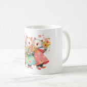 Singende Katzen mit Blumensträußen Kaffeetasse (VorderseiteRechts)