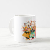 Singende Katzen mit Blumensträußen Kaffeetasse (Vorderseite Links)