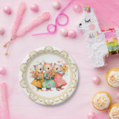 Singende Katzen mit Blumensträußen Pappteller (Party)