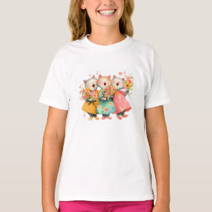 Singende Katzen mit Blumensträußen T-Shirt