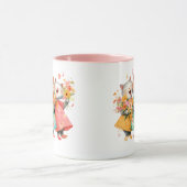 Singende Katzen mit Blumensträußen Tasse (Zentrum)