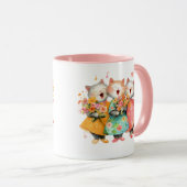 Singende Katzen mit Blumensträußen Tasse (VorderseiteRechts)