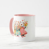 Singende Katzen mit Blumensträußen Tasse (Vorderseite Links)