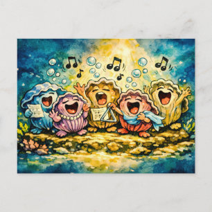 Singende Miesmuschel-Chor-Cartoon   Postkarte