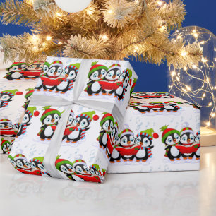 Singende Pinguine Geschenkpapier