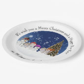 Singende Schneemänner Frohe Weihnachten - Personal Pappteller (Schrägansicht)