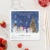 Singende Schneemänner Frohe Weihnachten - Personal Serviette (Beispiel)