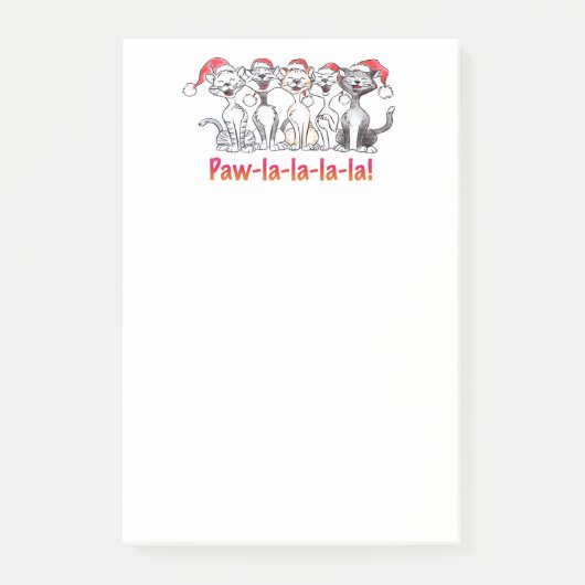 Singende Weihnachtskatzen mit Santa-Hüten Post-it Klebezettel (Vorderseite)