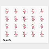 Singender Flamingo Runder Aufkleber (Blatt)