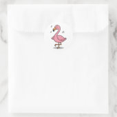 Singender Flamingo Runder Aufkleber (Tasche)