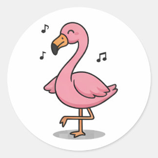 Singender Flamingo Runder Aufkleber