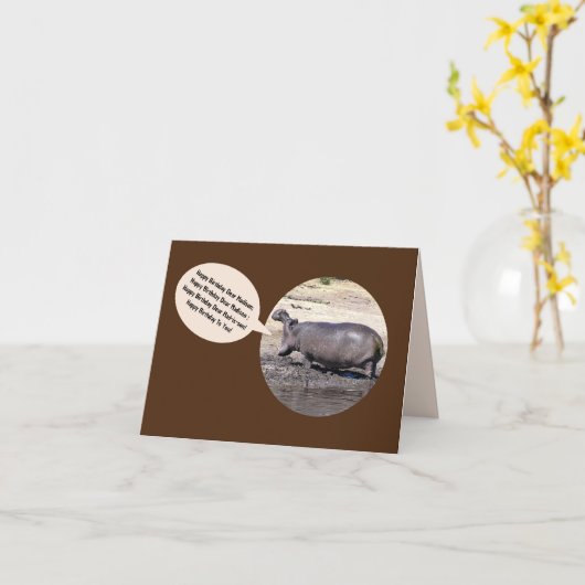 Singender Nilpferd Geburtstagskarte/personalize Karte (Gelbe Blume)