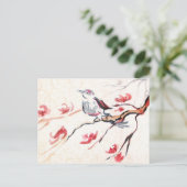 Singender Vogel Hintergrund Postkarte (Stehend Vorderseite)