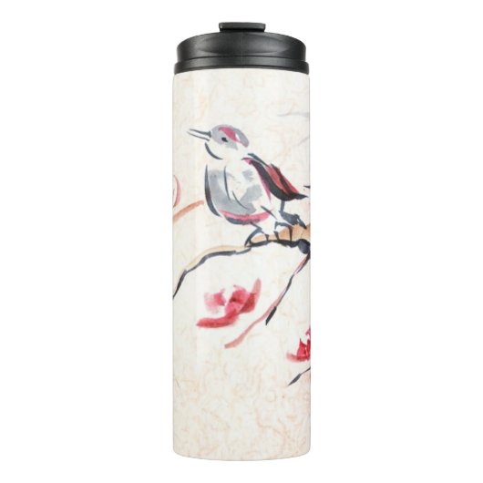 Singender Vogel Hintergrund Thermosbecher (Vorderseite)