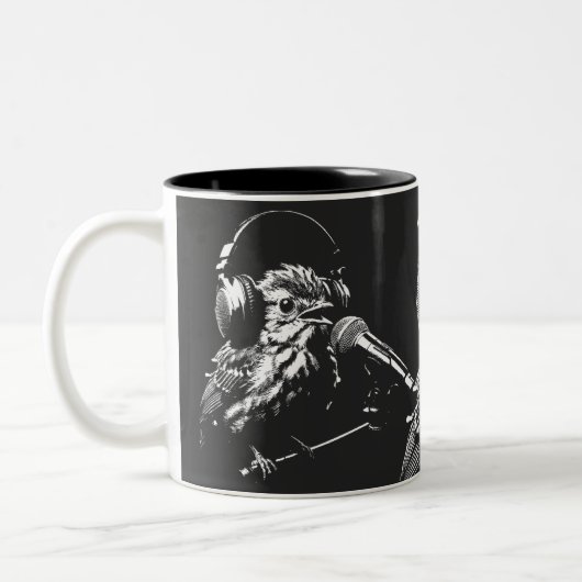 Singender Vogel Zweifarbige Tasse (Links)