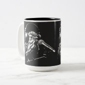 Singender Vogel Zweifarbige Tasse (Vorderseite Links)