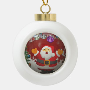 Singender Weihnachtsmann Keramik Kugel-Ornament