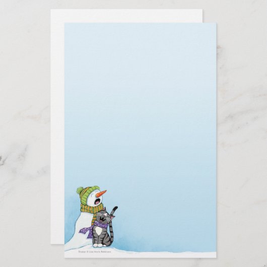 SingenSchneemann-und Katzen-Weihnachtsbriefpapier Briefpapier (Vorne/Hinten)