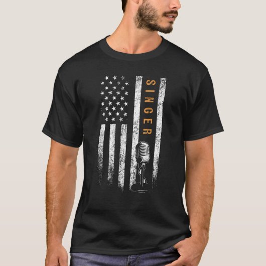 Singer American Flag Singing T-Shirt (Vorderseite)