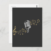 Singer Microphone Musical Notes Karaoke lover Postkarte (Vorne/Hinten)