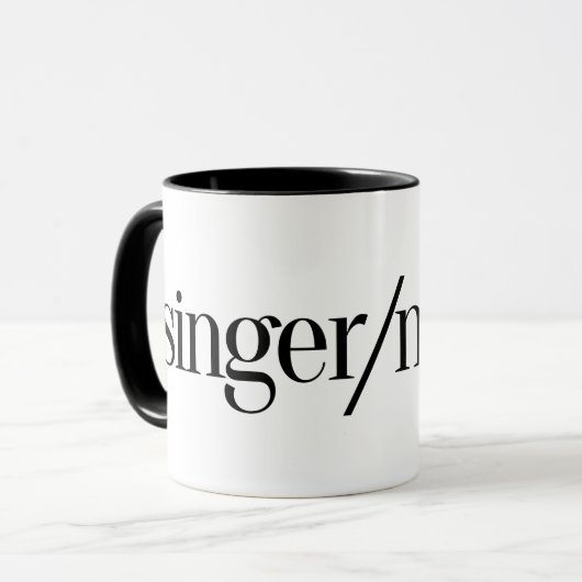 Singer/Mover Coffee Tasse (Vorderseite Links)