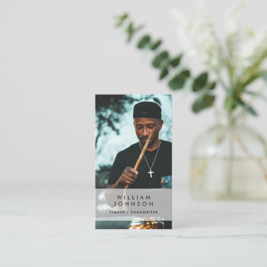 Singer Musician Foto Drummer Social Media QR-Code Visitenkarte (Stehend Vorderseite)