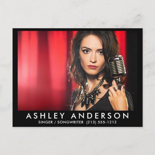 Singer Musician Foto Postcard - Black Front Postkarte (Vorderseite)