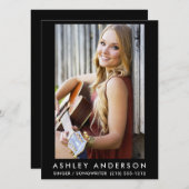 Singer Musician Foto Promo Card - Back Text Einladung (Vorne/Hinten)