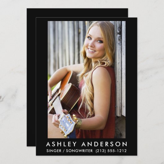 Singer Musician Foto Promo Card - Back Text Einladung (Vorne/Hinten)