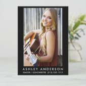 Singer Musician Foto Promo Card - Back Text Einladung (Stehend Vorderseite)