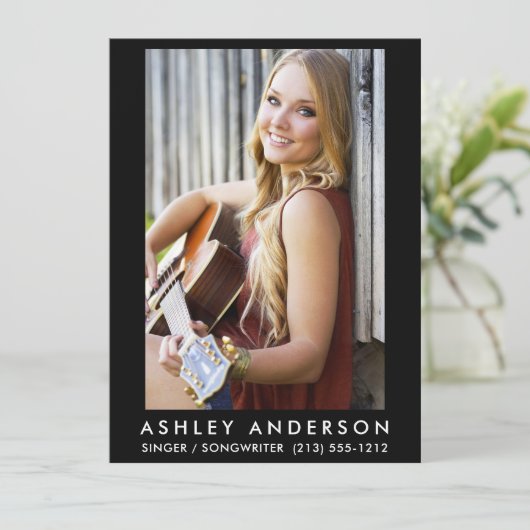 Singer Musician Foto Promo Card - Back Text Einladung (Stehend Vorderseite)