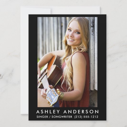 Singer Musician Foto Promo Card - Back Text Einladung (Vorderseite)