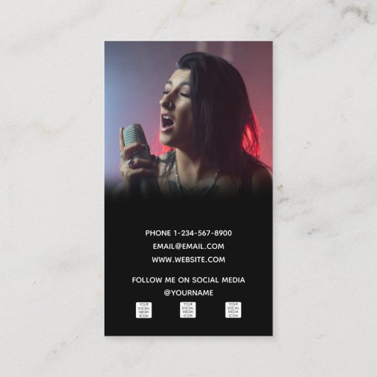 Singer Musician Songwriter Band Foto QR Code Visitenkarte (Rückseite)