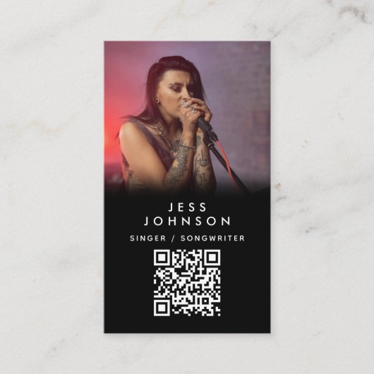 Singer Musician Songwriter Band Foto QR Code Visitenkarte (Vorderseite)