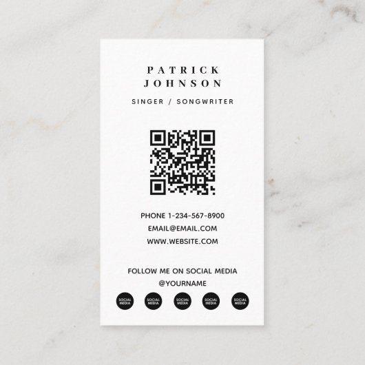 Singer Musician Songwriter Foto Social Media Visitenkarte (Rückseite)