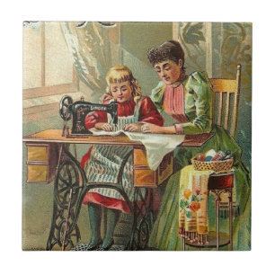 Singer Nähmaschine "Die erste Lektion" Vintage Fliese