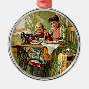Singer Nähmaschine "Die erste Lektion" Vintage Silbernes Ornament