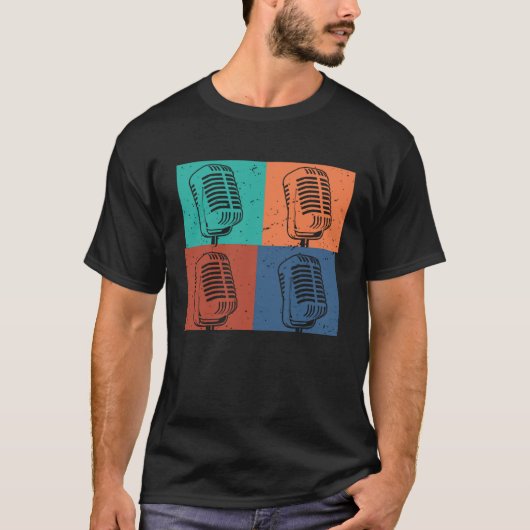 Singer Vocalist Musician Retro Microphone Singing T-Shirt (Vorderseite)