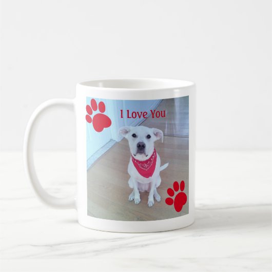 Singge 1 Foto Niedlicher Hund Paws I Liebe You Red Kaffeetasse (Links)