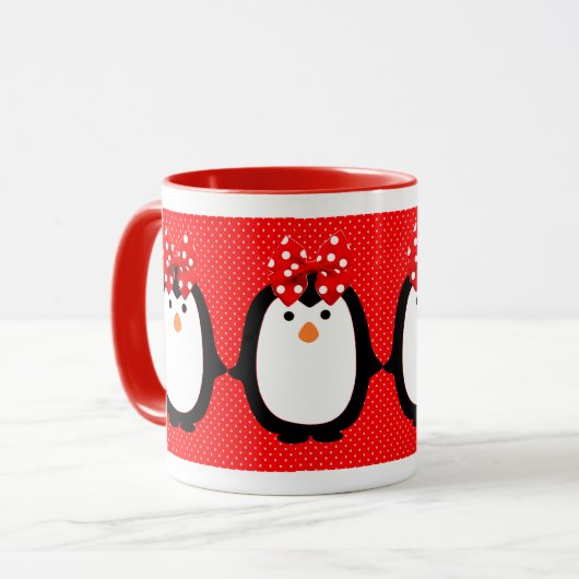 Singin Dame Penguins mit Tasse (Vorderseite Links)