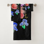Singin' In Rain Blume auf schwarzem Hintergrund Badhandtuch Set (Insitu)
