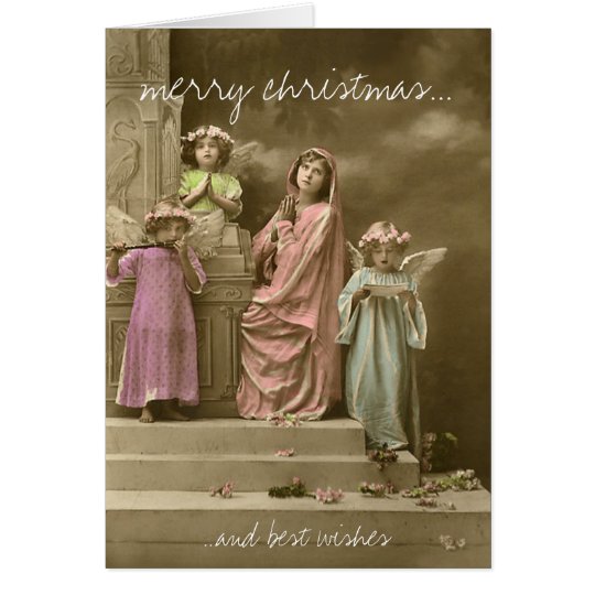 Singing angel vintage christmas greeting card karte