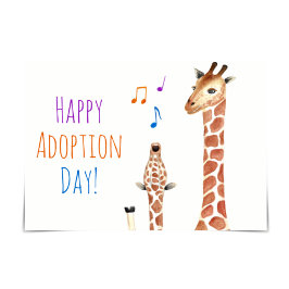 Singing Baby Giraffe Happy Adoption Day Card Karte