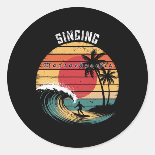 Singing Beach Machusetts Strand Surfen Runder Aufkleber (Vorderseite)