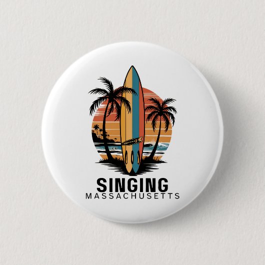 Singing Beach Machusetts Surfen Surfer Button (Vorderseite)