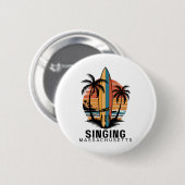 Singing Beach Machusetts Surfen Surfer Button (Vorne & Hinten)