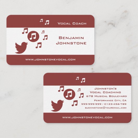 Singing Bird Musical Notes Business Cards Visitenkarte (Vorne/Hinten)