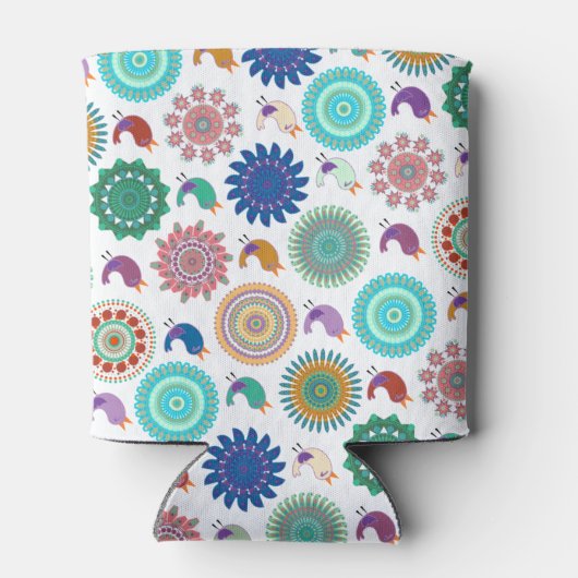 Singing Bird und Mandala Folk Art Pattern Dosenkühler (Rückseite)