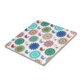 Singing Bird und Mandala Folk Art Pattern Fliese (Seite)
