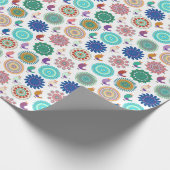 Singing Bird und Mandala Folk Art Pattern Geschenkpapier (Ecke)